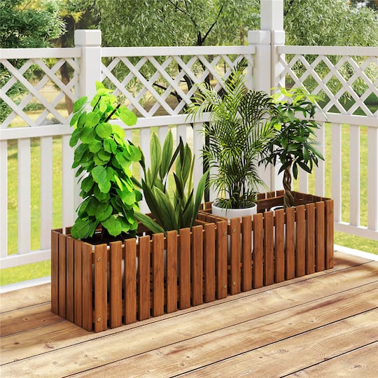 Costway 25" x 12" Solid Wood Slat Style Outdoor Flower Planter Box, 2ct.